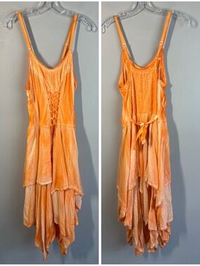 NWT Lapogee Womens Orange Fairy Corset Asymmetrical Renaissance Faire Dress S/M